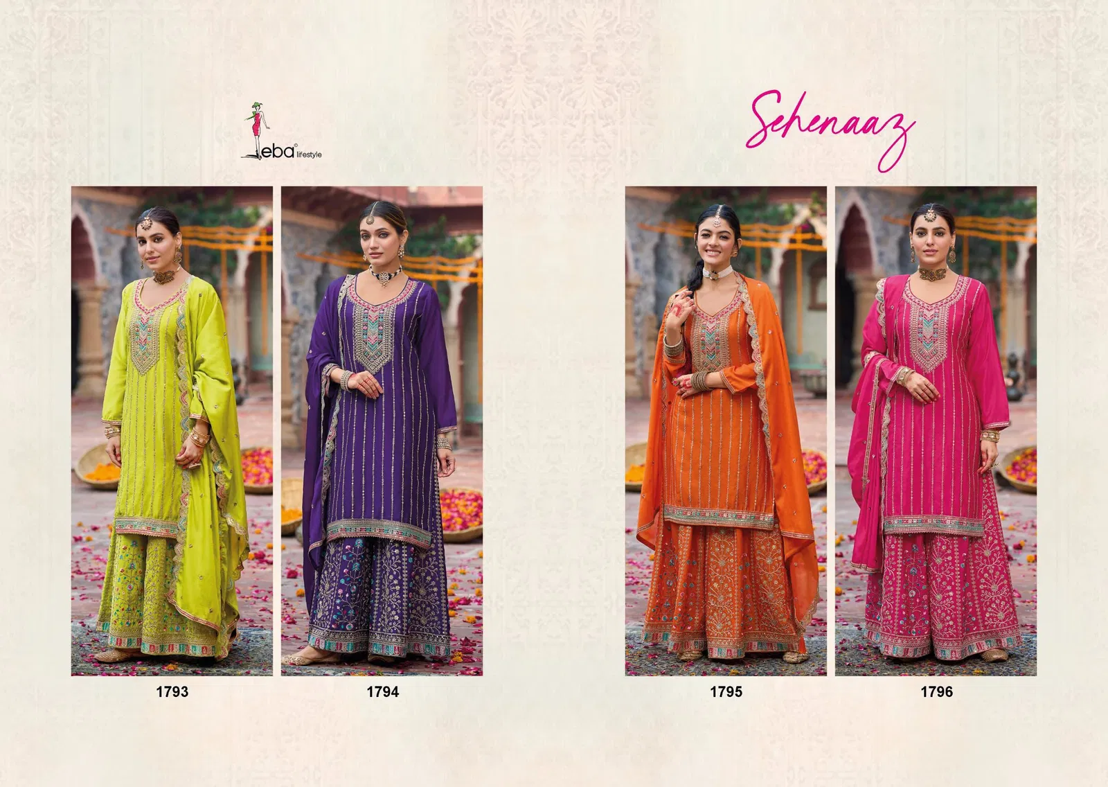 Sehenaaz By Eba Chinon Embroidered Ready Made Suits Suppliers In India